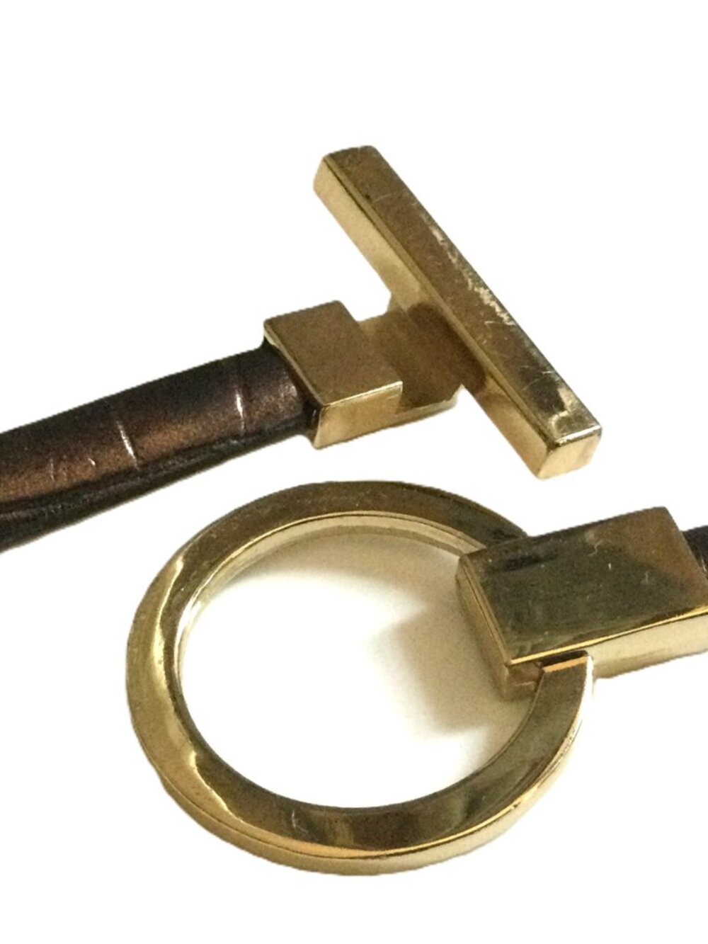 Vintage 80s Another Line Brown Skinny Adjustable Belt Gold Tone Buckle